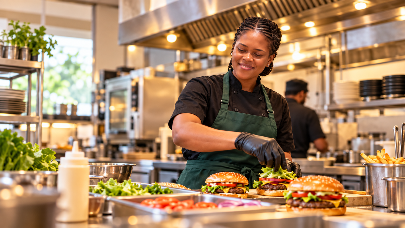 Business owner preparing food in her kitchen